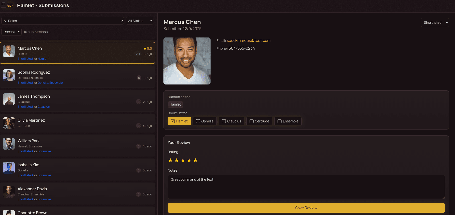 Review and rate submissions